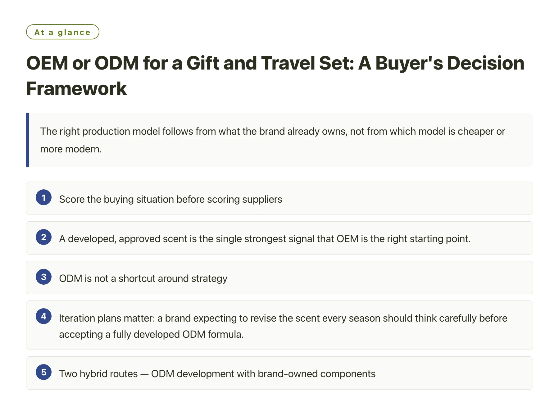 OEM or ODM for a Gift and Travel Set: A Buyer's Decision Framework——全文要点速览